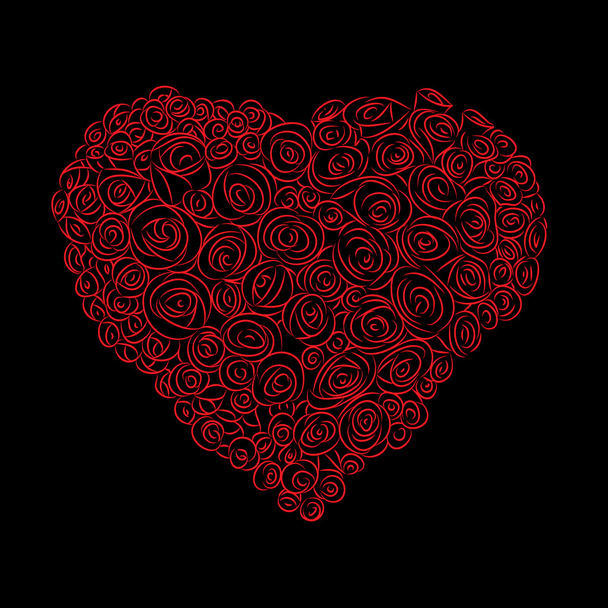 Serce czerwonych róż - Wektor, obraz