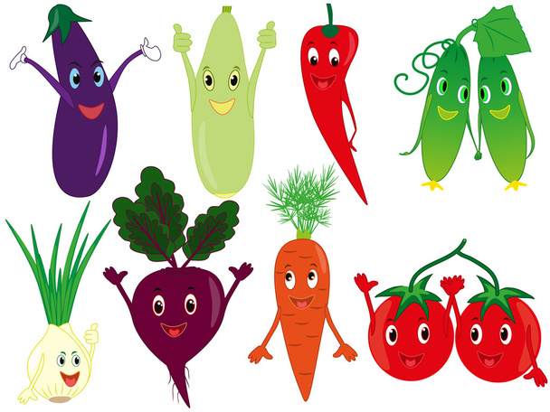 Funny cartoon vegetables. - Vector, Image