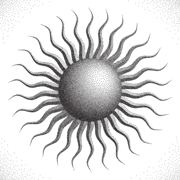 Sun halftoon stijl - Vector, afbeelding