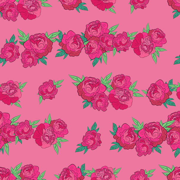 Seamless pattern with pink peonies - Vector, Imagen