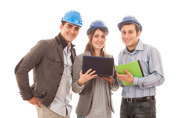 Engineers or Architects with Helmet on White Background - Foto, Bild