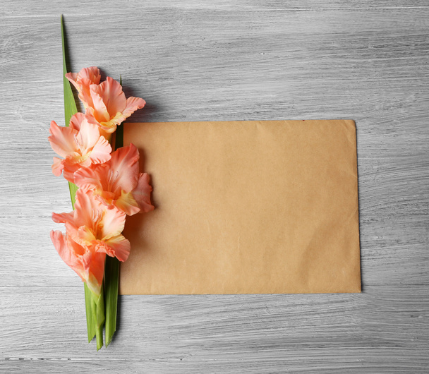 Blank card with beautiful gladiolus - Fotografie, Obrázek