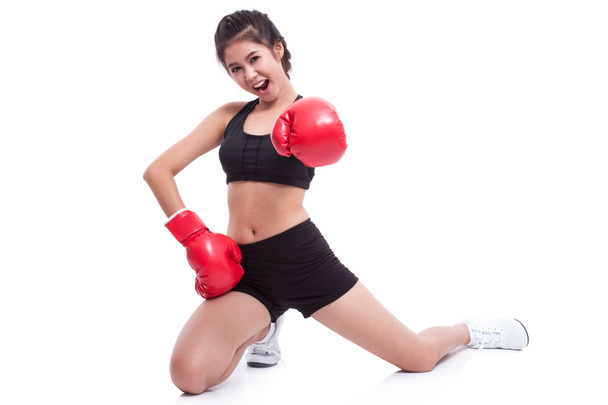 Fitness woman wearing boxing gloves - Zdjęcie, obraz