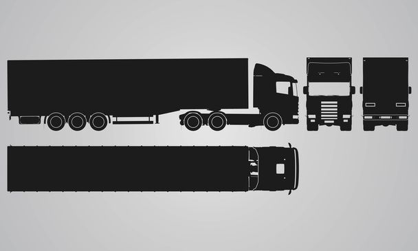 Przód, tył, górne i boczne ciężarówka z obciążenia przyczepy projekcji - Zdjęcie, obraz