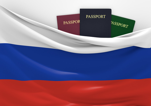Podróże i turystyka w Rosji, z bukietem paszportów - Zdjęcie, obraz