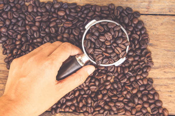 coffee beans on dark wood - Photo, Image