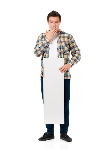 Man with white board - Φωτογραφία, εικόνα