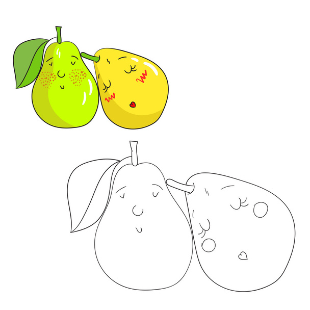 Educational game coloring book pear fruit  vector - Vektor, Bild