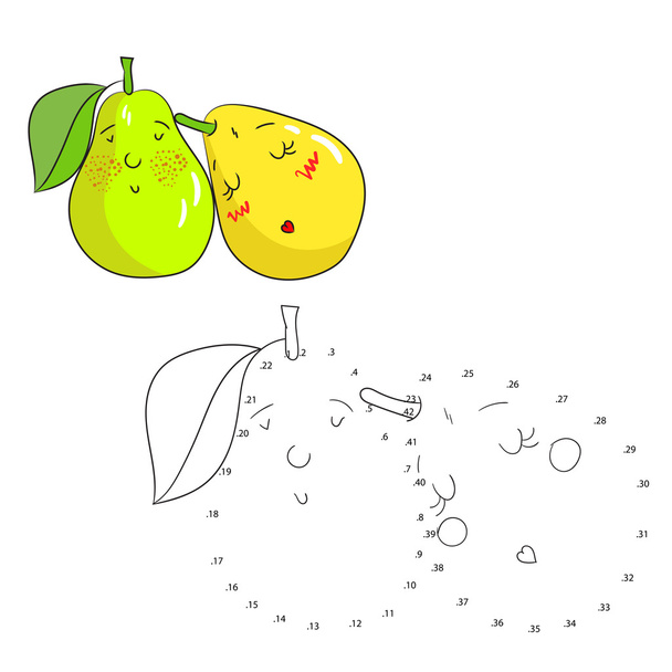 Educational game connect dots draw pear vector - ベクター画像