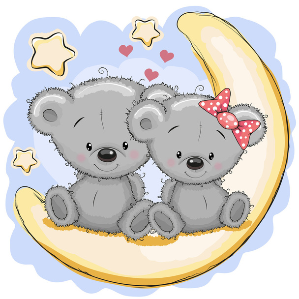Two Bears on the moon - Вектор, зображення