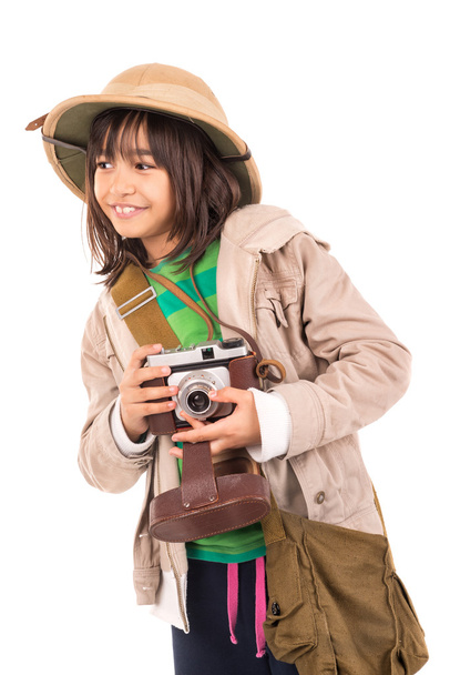 Kleines Mädchen spielt Safari - Foto, Bild