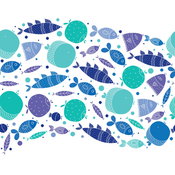 Blauer Fisch nahtloses Muster - Vektor, Bild