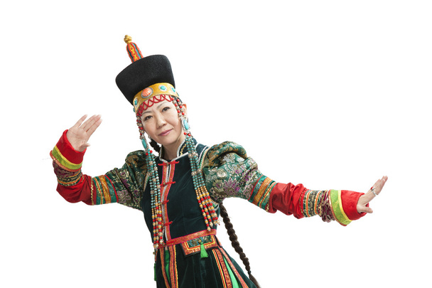 Mulher dançando dança nacional Buryat
 - Foto, Imagem