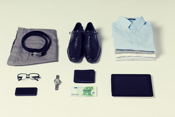 close up of formal clothes and personal stuff - Foto, imagen