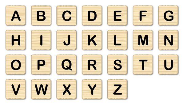 τα γράμματα αλφαβήτου ξύλινα - Διάνυσμα, εικόνα