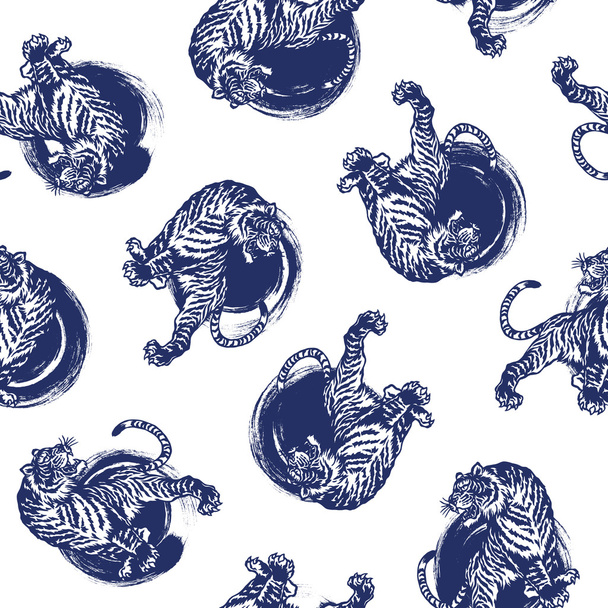 Japanese tiger pattern - Wektor, obraz
