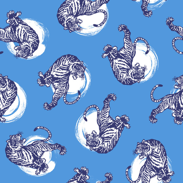 Japanese tiger pattern - Vektor, Bild