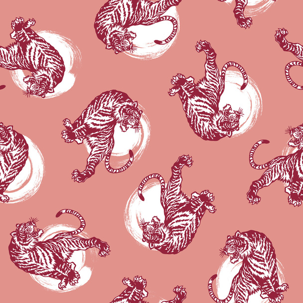 Japanese tiger pattern - Vetor, Imagem