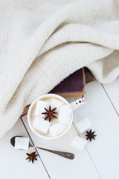 cocoa with marshmallow and star anise - Photo, Image