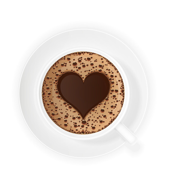 一杯のコーヒーのクレマとシンボルの心ベクトル図 - ベクター画像