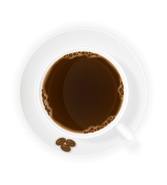 cup of coffee and grains top view vector illustration - Вектор,изображение