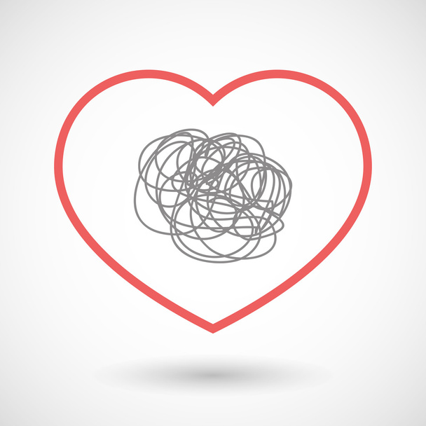 Ícone de coração de linha com um doodle
 - Vetor, Imagem