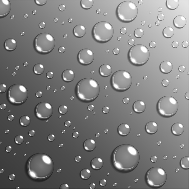 グレー スケールの背景に水滴雨 - ベクター画像