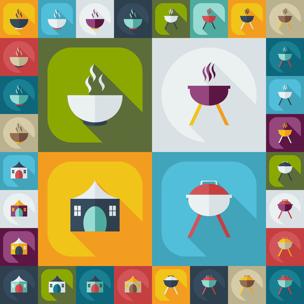 Flat concept, set modern design with shadow barbecues - ベクター画像