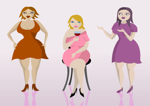 Three overweight ladies - Vector, Image