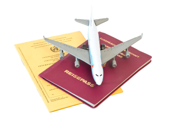 Игрушечный самолет на паспорте и карточке прививки
 - Фото, изображение