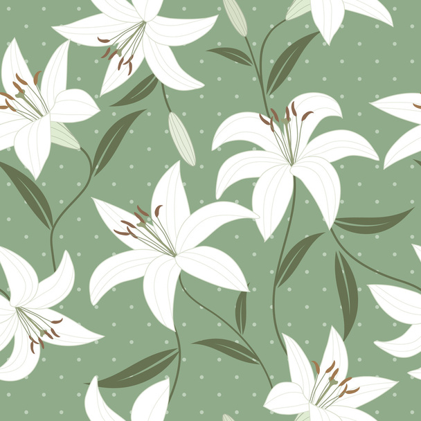 Seamless wallpaper with lily flowers - Διάνυσμα, εικόνα