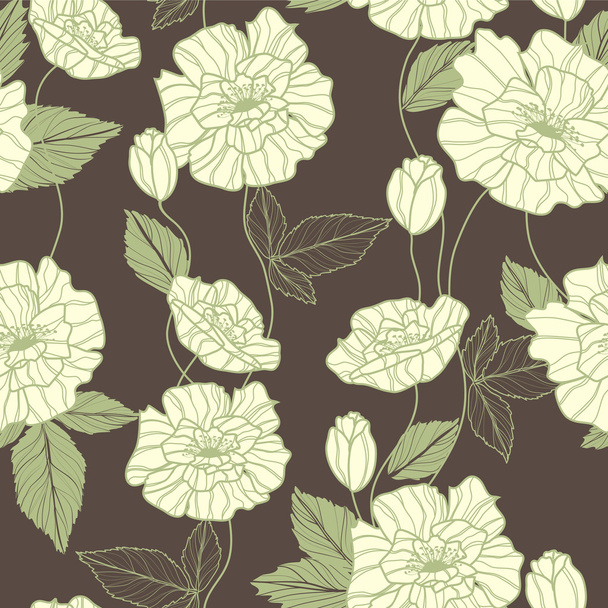 naadloze vector patroon met poppy bloemen - Vector, afbeelding