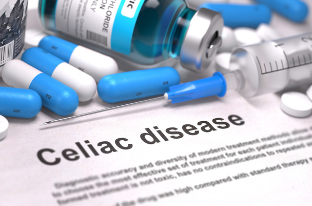 Celiac Disease Diagnosis. Medical Concept. Composition of Medica. - Zdjęcie, obraz