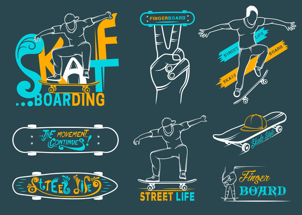 Conjunto de emblemas, logotipos e insignias de skateboarding
 - Vector, Imagen
