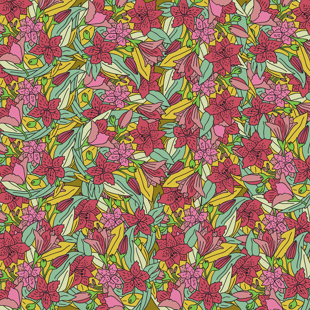 Floral hand-drawn pattern - Vector, Image