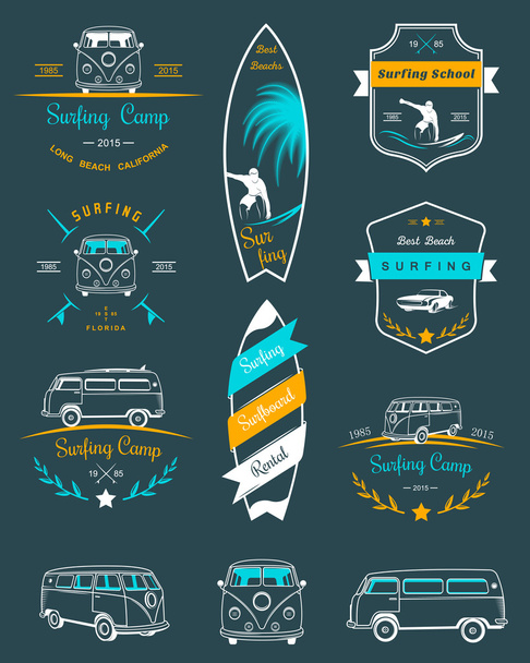 Vektorové odznaky a loga surfování - Vektor, obrázek