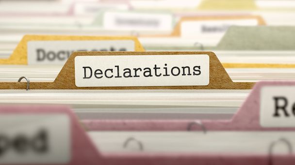 Declarations Concept on Folder Register. - Zdjęcie, obraz