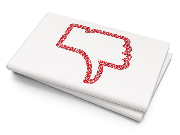 Social network concept: Thumb Down on Blank Newspaper background - Fotó, kép