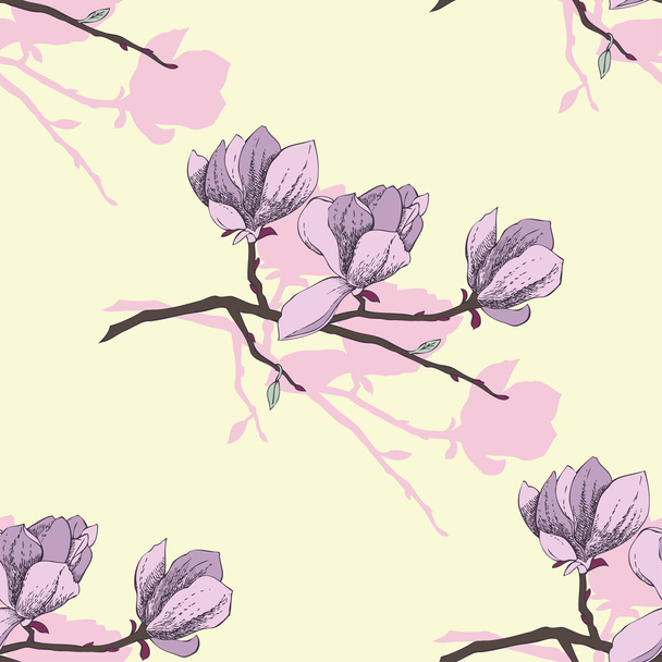 Seamless pattern with magnolia - Vektori, kuva