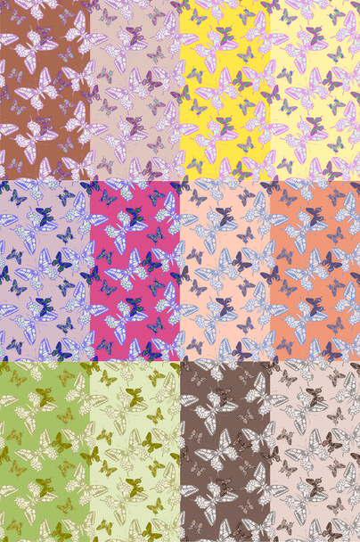 Seamless pastel butterfly pattern wallpaper - Вектор, зображення