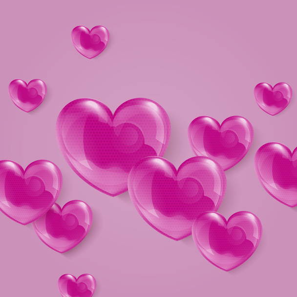 Vector illustration of a bright shiny pink polka dot hearts. Valentines card - ベクター画像