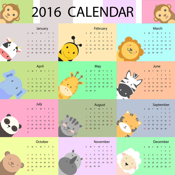 Календар 2016 дизайн
 - Вектор, зображення