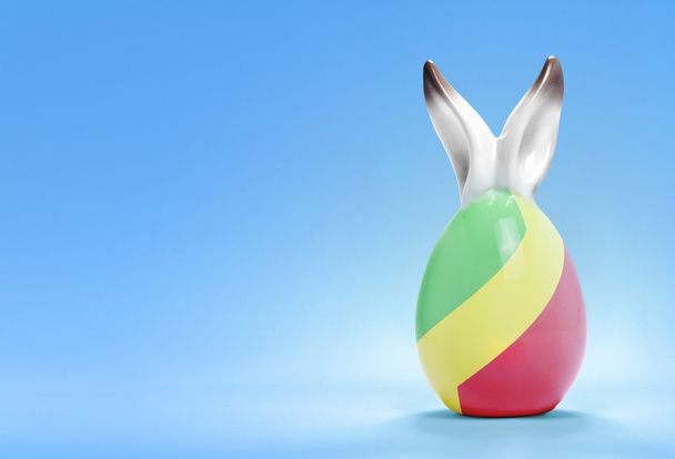 Colorful cute easter egg and the flag of Congo, Republic of the - Fotoğraf, Görsel