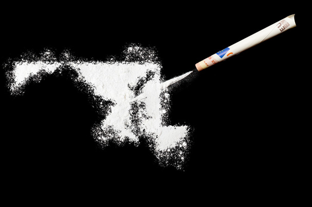 Powder drug like cocaine in the shape of Maryland.(series) - Фото, зображення