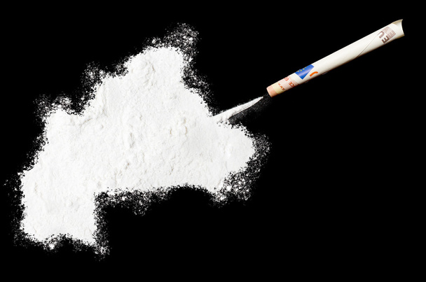 Powder drug like cocaine in the shape of Burkina Faso.(series) - 写真・画像