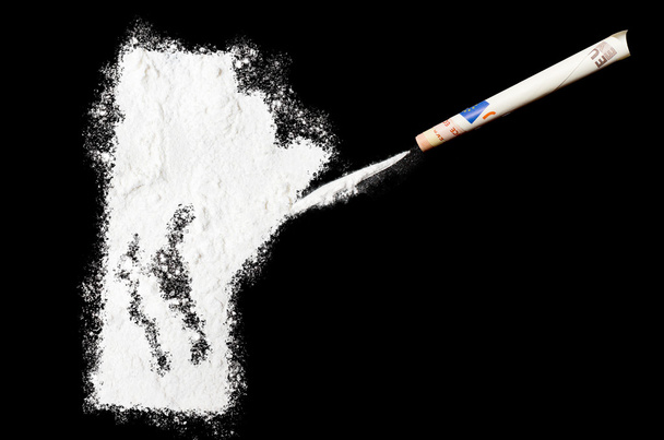 Powder drug like cocaine in the shape of Manitoba.(series) - 写真・画像