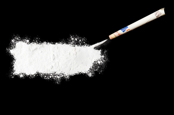 Powder drug like cocaine in the shape of Puerto Rico.(series) - 写真・画像