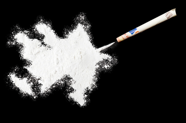 Powder drug like cocaine in the shape of Azerbaijan.(series) - Φωτογραφία, εικόνα