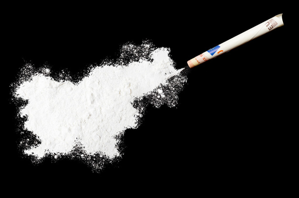 Powder drug like cocaine in the shape of Slovenia.(series) - Fotoğraf, Görsel
