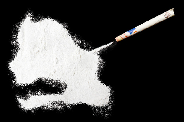 Powder drug like cocaine in the shape of Senegal.(series) - Fotoğraf, Görsel